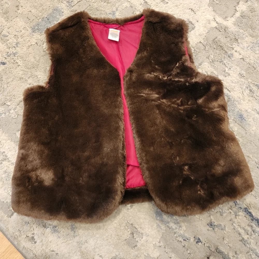 Gymboree Plush Faux Fur Brown Vest Kids‎ Size Large 10-12